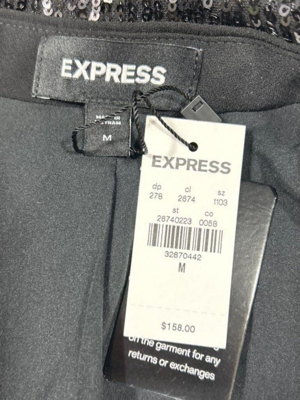Express Black Sequin Blazer Women's M NWT - Picture 3 of 3